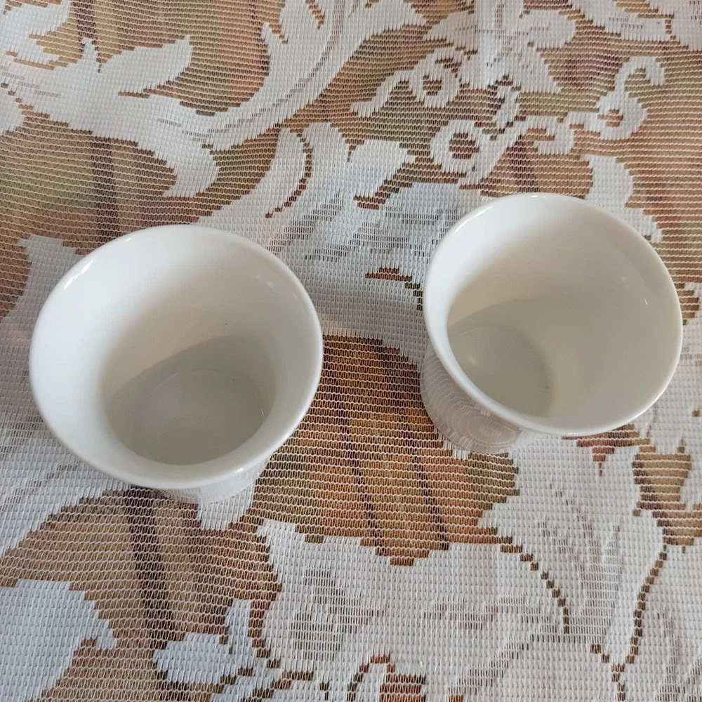 Guy Degrenne Boreal White Porcelain Egg Cups Set of 2 French Small Cups 2.25in